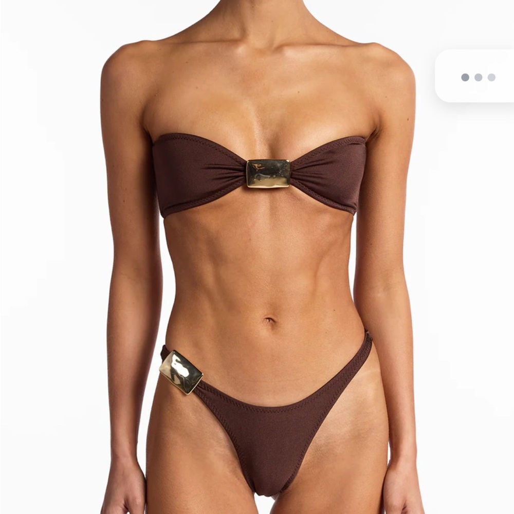 Chic Brown Bikini with Gold Details